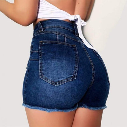 High Waisted Denim Push Up Skinny Slim Denim Shorts Jeans - JWHL FASHION