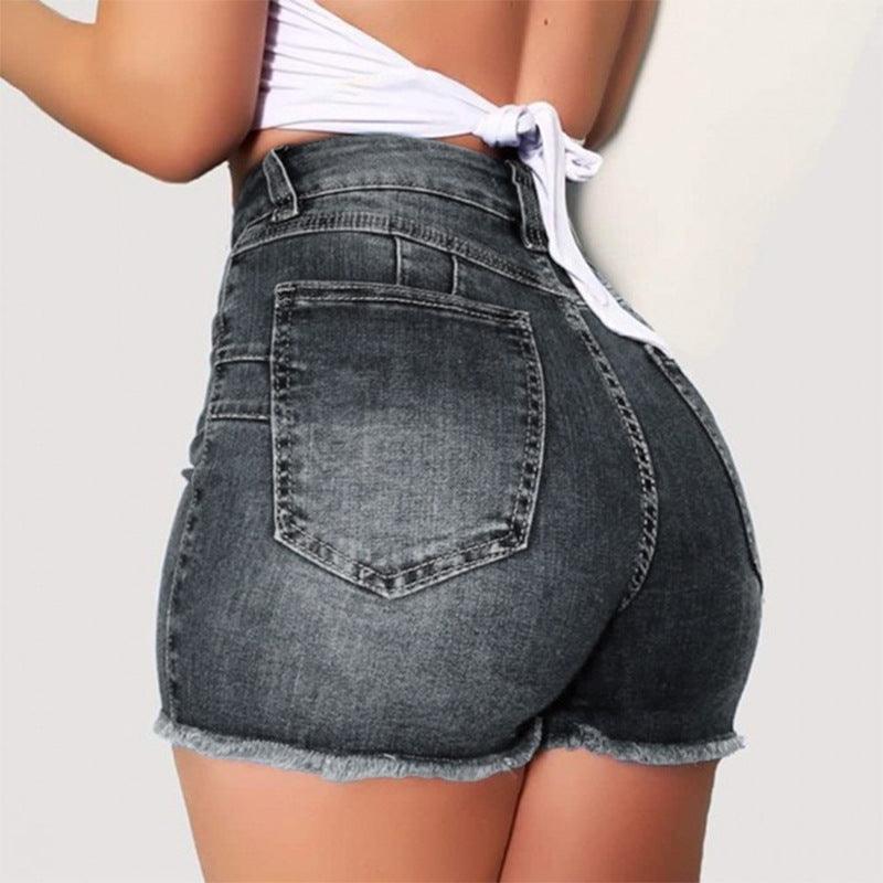 High Waisted Denim Push Up Skinny Slim Denim Shorts Jeans - JWHL FASHION