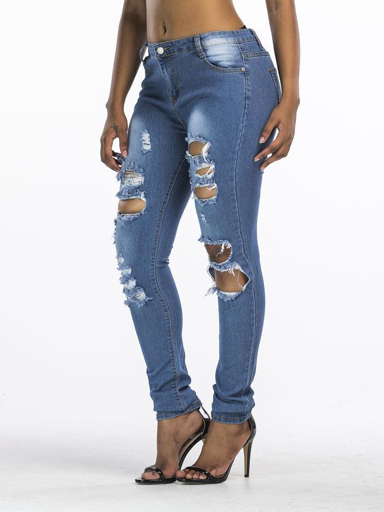 Ripped Jeans Hot Plus Size Pants - JWHL FASHION