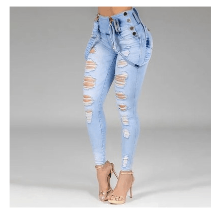 Trousers Jeans For Women Pants Solid White Style Slim Blue - JWHL FASHION