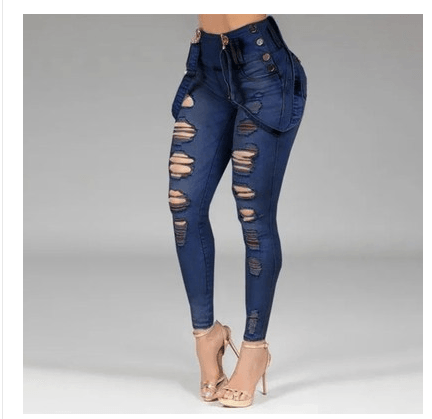 Trousers Jeans For Women Pants Solid White Style Slim Blue - JWHL FASHION