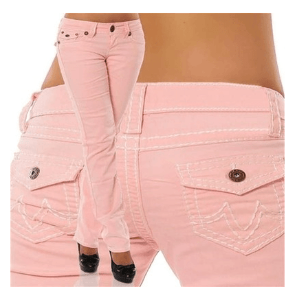 Trousers Jeans For Women Pants Solid White Style Slim Blue - JWHL FASHION