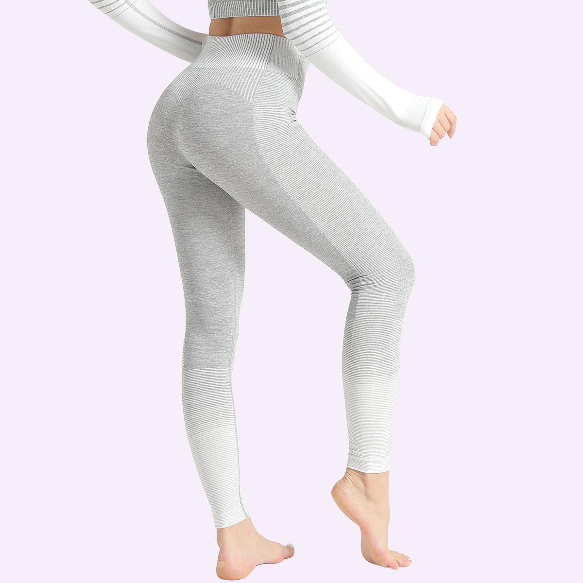 Striped Knitted High Stretch Tight Sports Hip Yoga Pants - JWHL FASHION