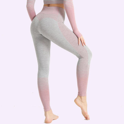 Striped Knitted High Stretch Tight Sports Hip Yoga Pants - JWHL FASHION