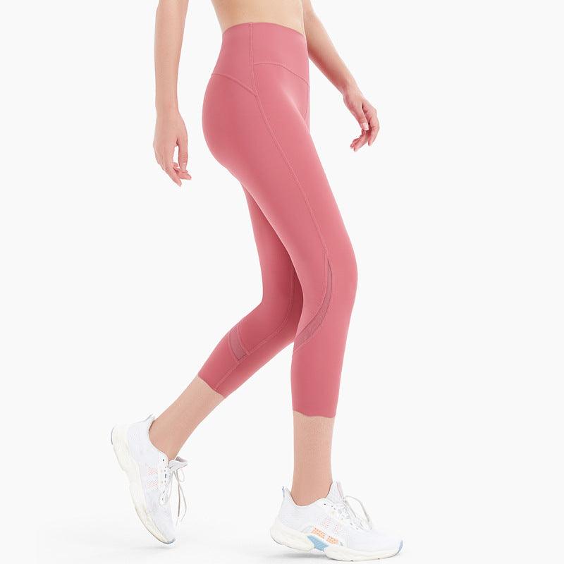 Brushed Yoga Pants Women's Nude Feeling Tight Hips High Waist Running Sports Stretch Fitness Pants Breathable Cropped Pants - JWHL FASHION