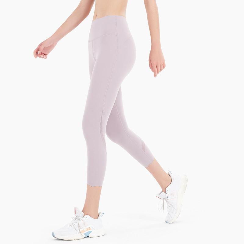 Brushed Yoga Pants Women's Nude Feeling Tight Hips High Waist Running Sports Stretch Fitness Pants Breathable Cropped Pants - JWHL FASHION