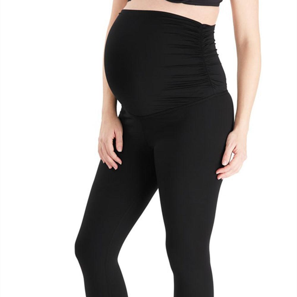 Colored Cotton Waist Folds Maternity Leggings - JWHL FASHION