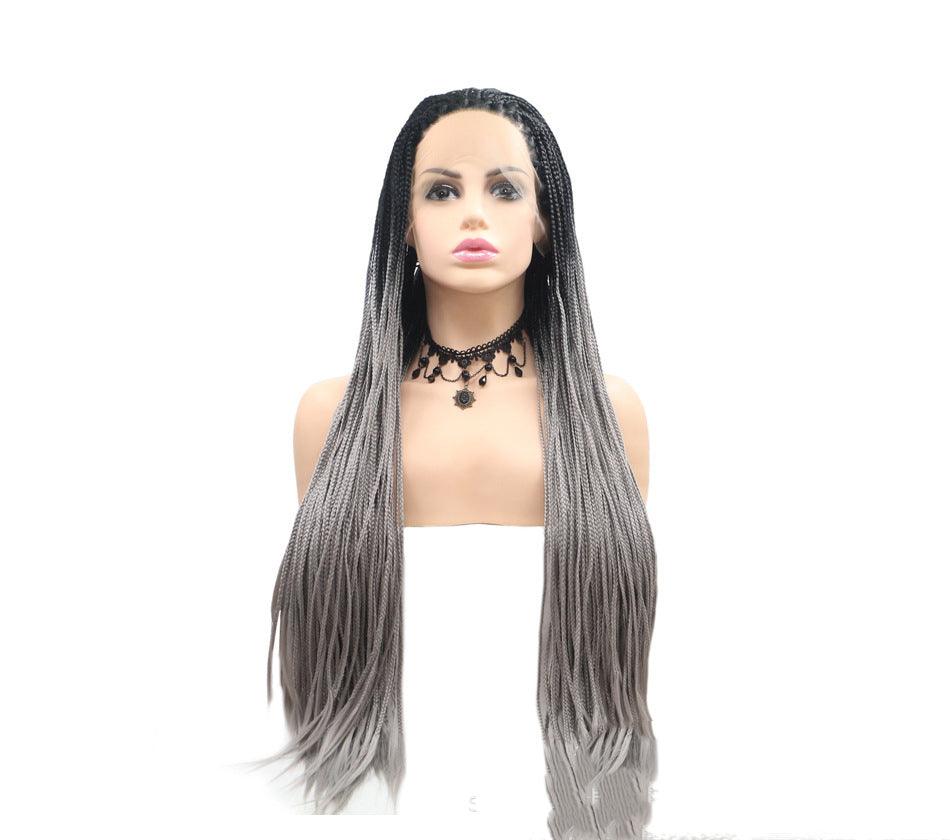 African Three-strand Braids, Chemical Fiber Front Lace Fine Braids Wig - JWHL FASHION