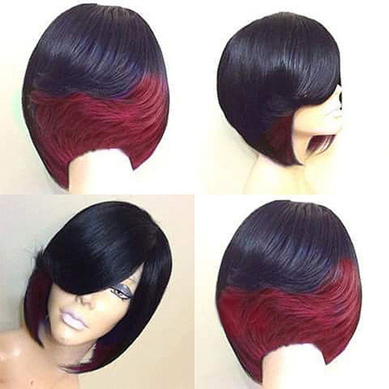 T Color Gradient Short Straight Hair Synthetic Wig - JWHL FASHION