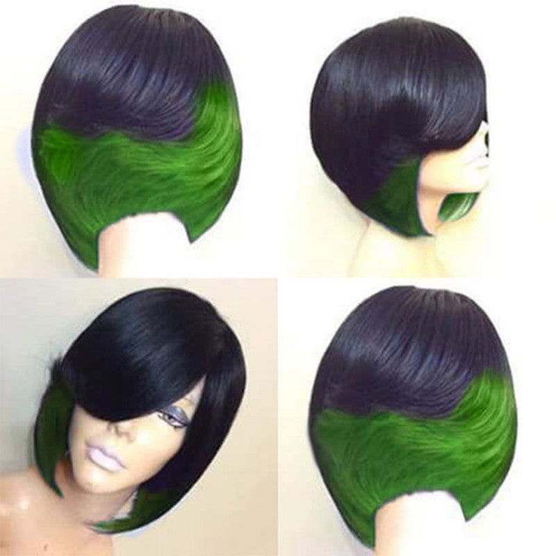 T Color Gradient Short Straight Hair Synthetic Wig - JWHL FASHION