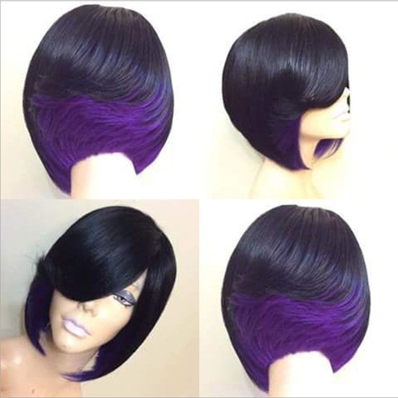 T Color Gradient Short Straight Hair Synthetic Wig - JWHL FASHION