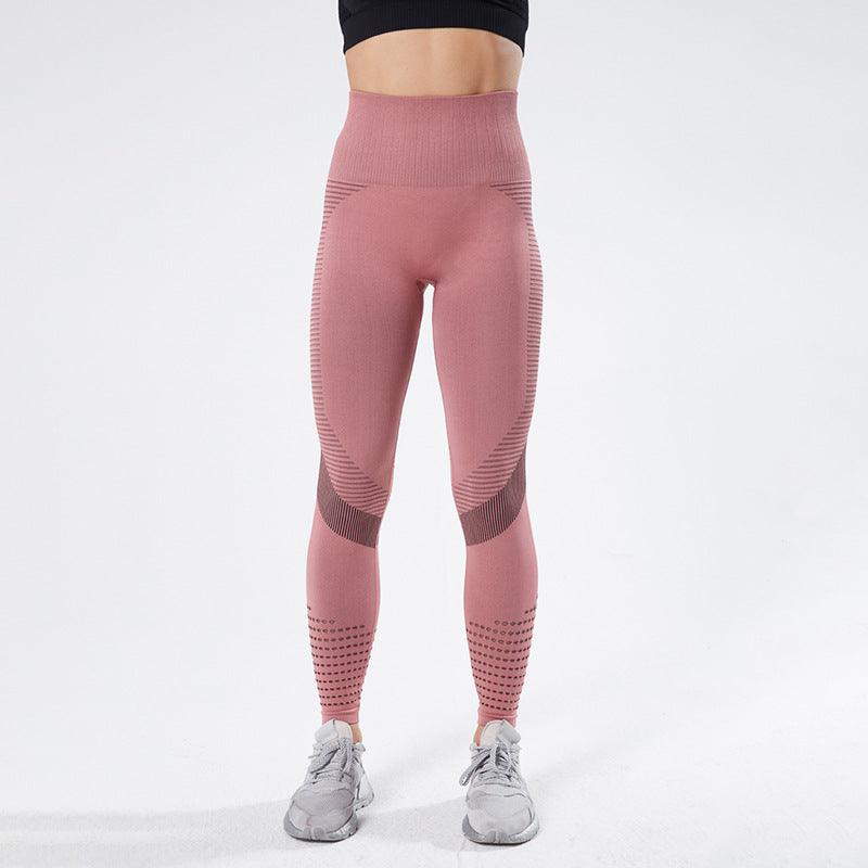 Seamless Jacquard Cutout Quick-drying Yoga Pants No Embarrassment Line Sweatpants - JWHL FASHION