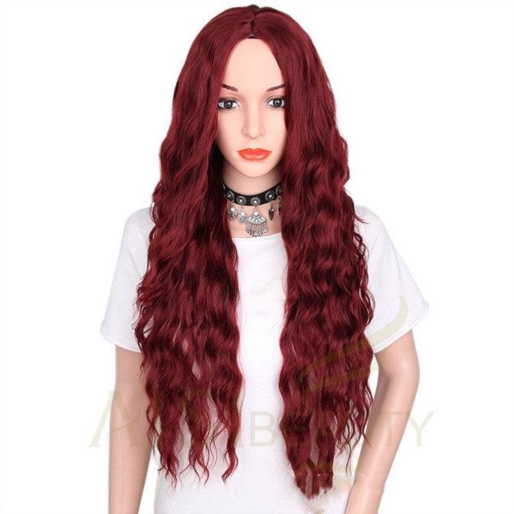 Black Wine Red Corn Whisker Chemical Fiber Wig - JWHL FASHION