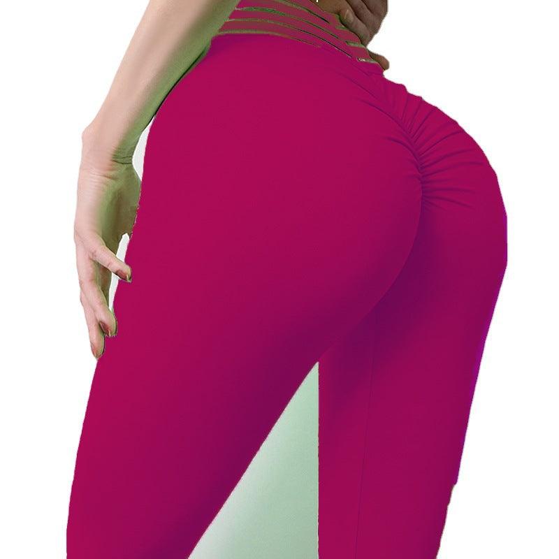 Elastic High Waist Hip Yoga Pants with Rubber Band - JWHL FASHION