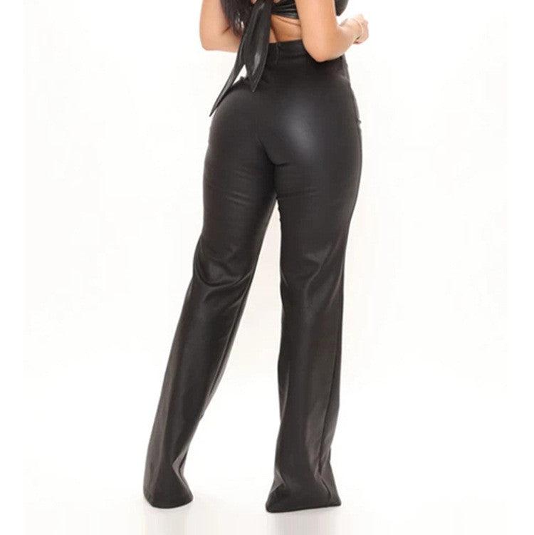 High Waist Loose Women's Faux Leather Pants or Trousers - JWHL FASHION