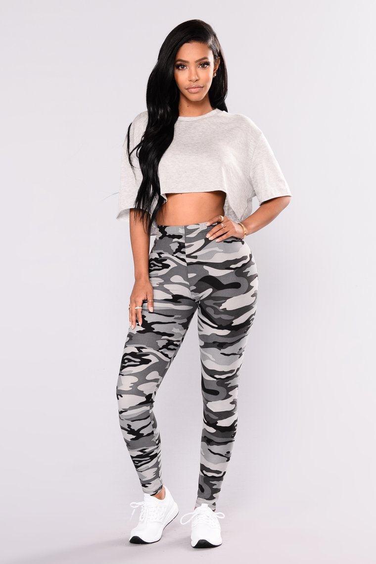 Camouflage Printed Grey Casual Legging Pants - JWHL FASHION