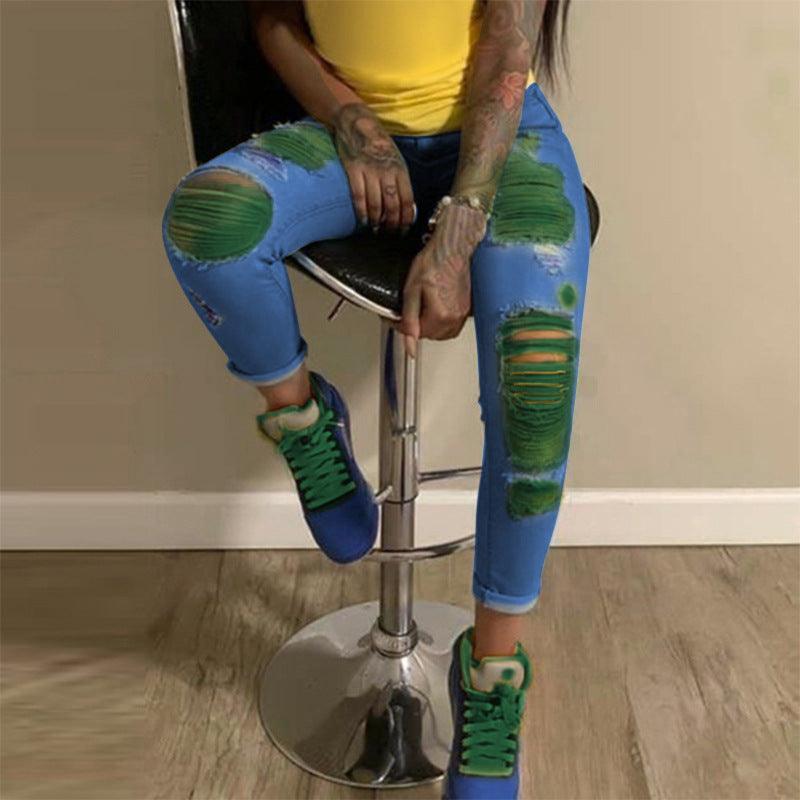 Light color ripped jeans for women - JWHL FASHION