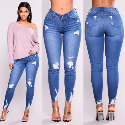 High waist stretch slim pencil feet pants - JWHL FASHION