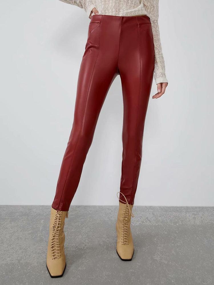 Mid-rise faux leather leggings - JWHL FASHION