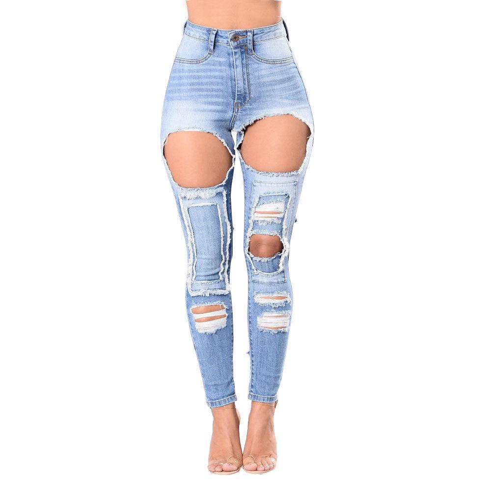 Jeans ripped explosions women's trousers - JWHL FASHION