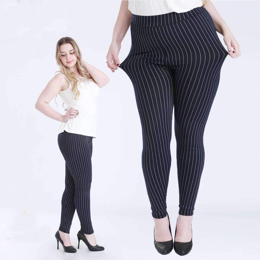 Stretchy Plus Size Striped Leggings - JWHL FASHION