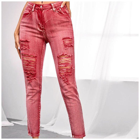 High Elastic Jeans Feet Pencil Pants Pure Color - JWHL FASHION