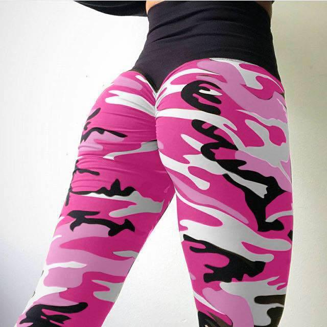 Hips high waist camouflage stitching slim yoga seven points bottoming pencil pants - JWHL FASHION