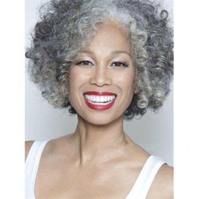 Granny gray gradient chemical fiber wig - JWHL FASHION