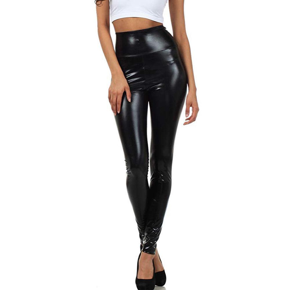 Bright Leather Women's High Waist Pants - JWHL FASHION