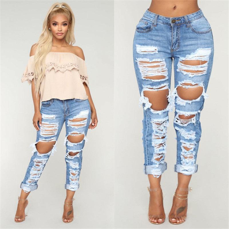 European And American Fashion Personality Ripped Denim Trousers - JWHL FASHION