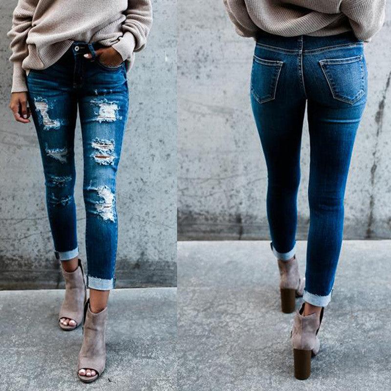 Frayed white ripped slim fit jeans - JWHL FASHION