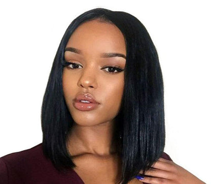 Mid-point black straight hair Chemical Fiber wig - JWHL FASHION