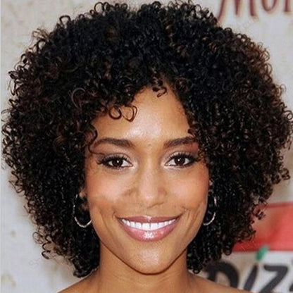 Black short curly hair Chemical Fiber wig - JWHL FASHION