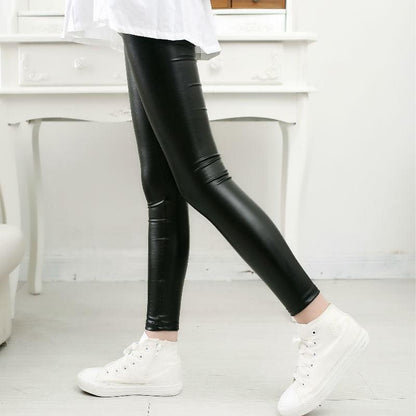 Girls Faux Leather Leggings - JWHL FASHION