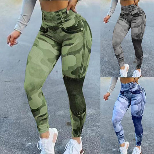 Women's Multicolor Print Camo Slim Fit Butt Lift Yoga Leggings - JWHL FASHION