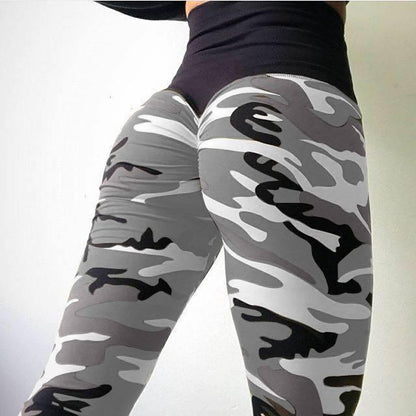 Hips high waist camouflage stitching slim yoga seven points bottoming pencil pants - JWHL FASHION