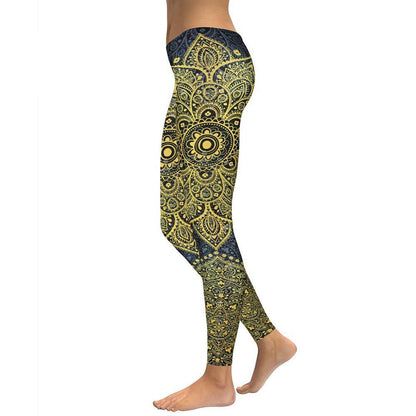 Yellow Gold Mandala Yoga/Workout Leggings - JWHL FASHION