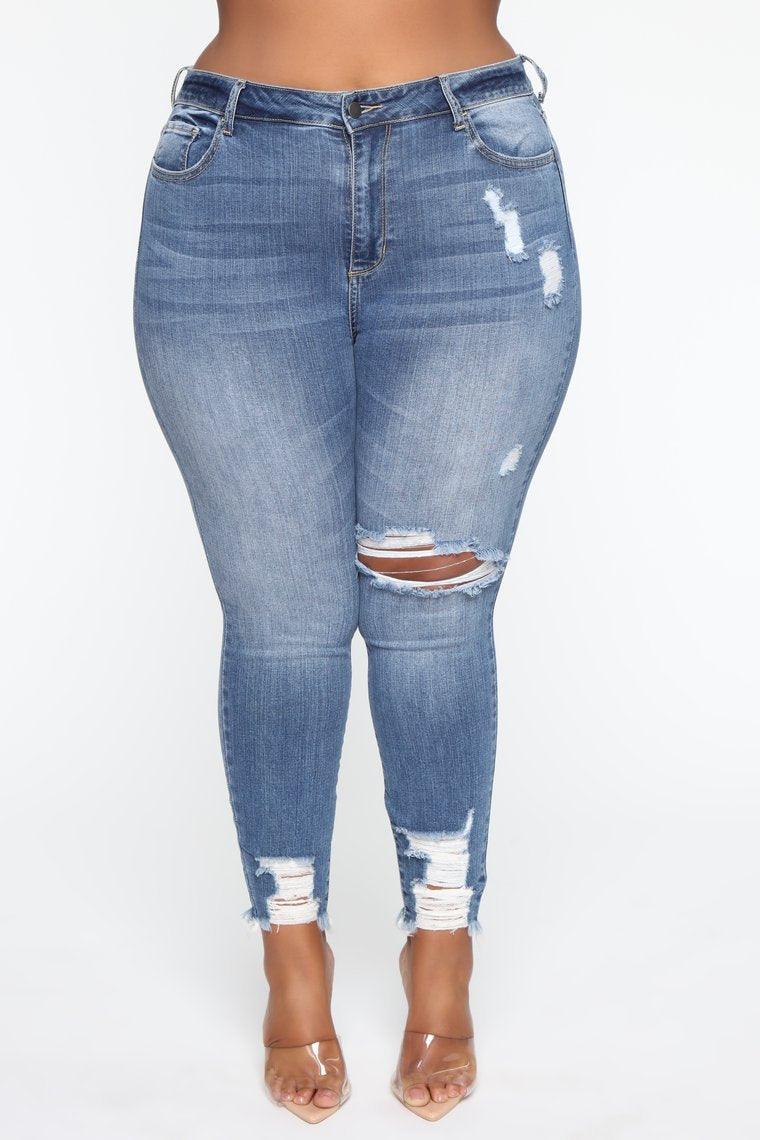 Stretch Ripped Women Plus Size Jeans Plus Size Jeans - JWHL FASHION