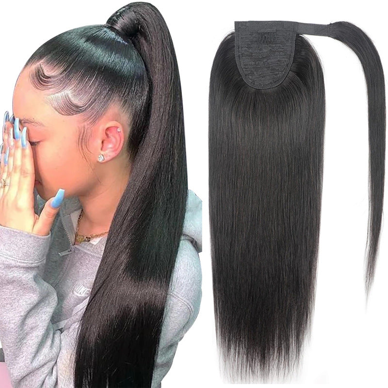 Natural Black Velcro Ponytail Straight Hair - JWHL FASHION