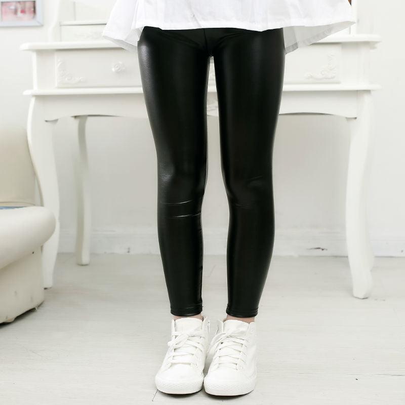 Girls Faux Leather Leggings - JWHL FASHION