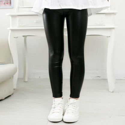 Girls Faux Leather Leggings - JWHL FASHION