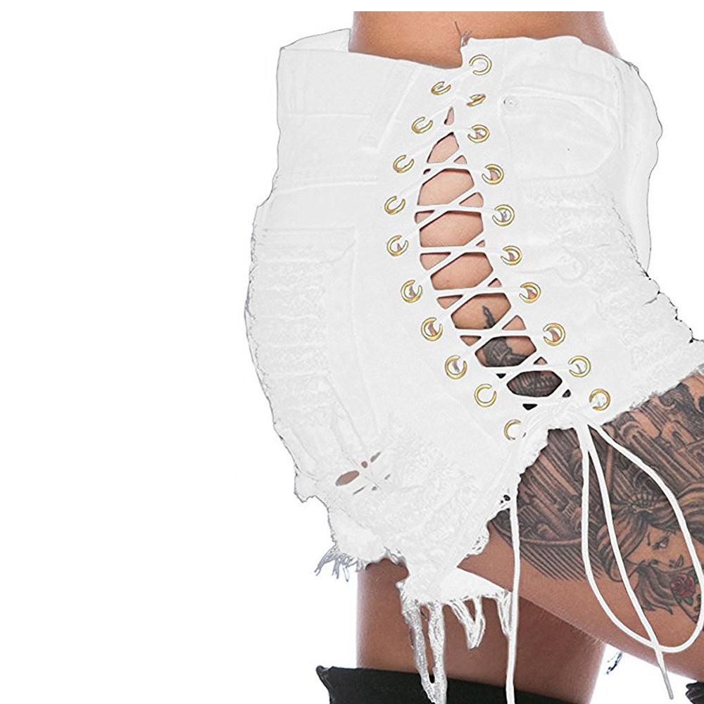 GOTHIC RIPPED MINI JEAN SHORTS - JWHL FASHION