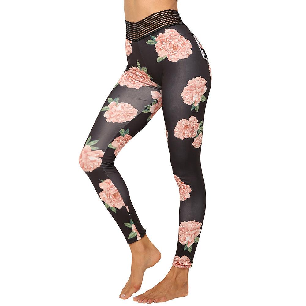 Colorful flower sports pants women's Leggings - JWHL FASHION