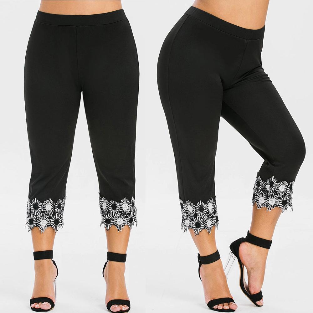 Women's plus size stretch lace leggings - JWHL FASHION