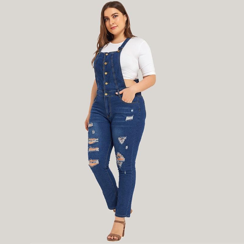 Ripped denim overalls - JWHL FASHION