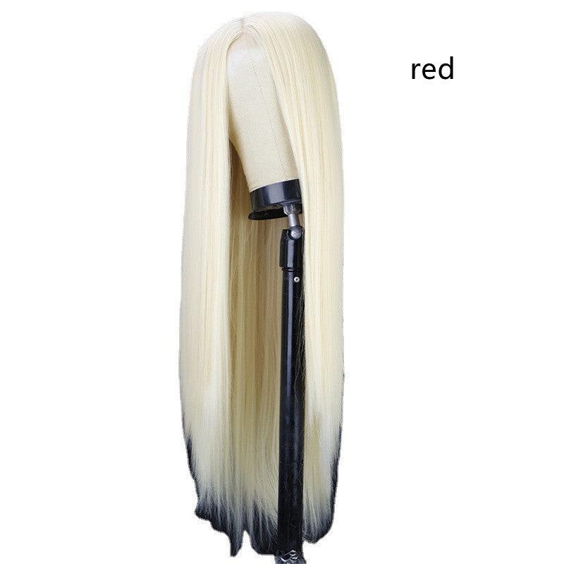 Black Long Straight Center Point Chemical Fiber Wig - JWHL FASHION