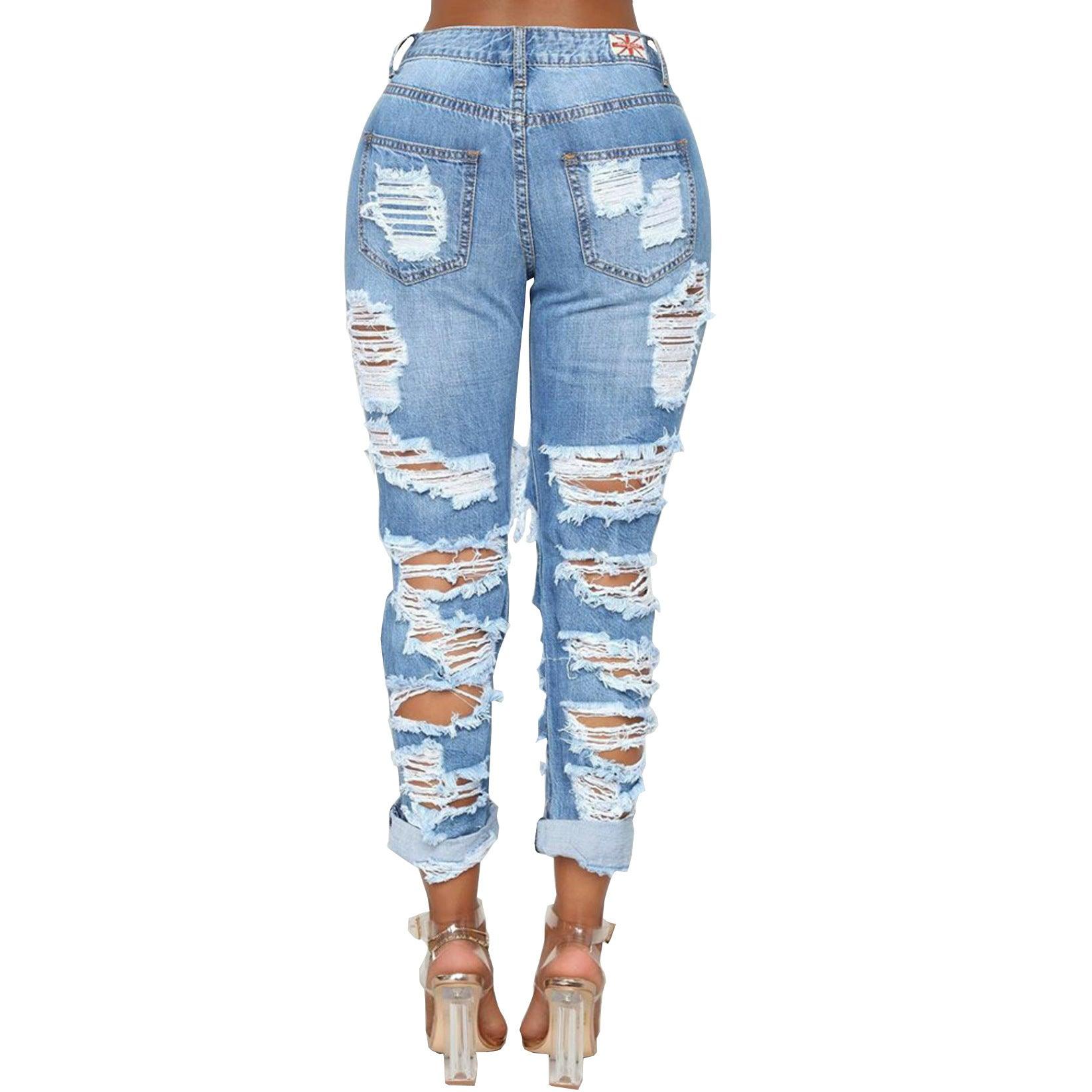 European And American Fashion Personality Ripped Denim Trousers - JWHL FASHION