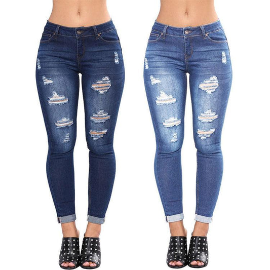 Denim pants with ripped holes - JWHL FASHION