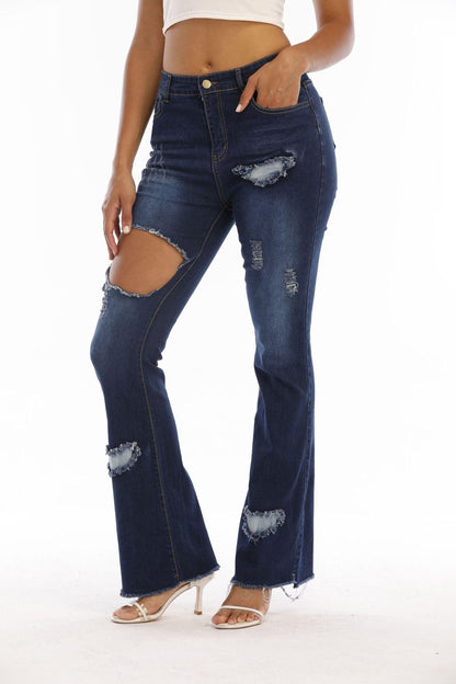 Women's New Ripped Denim Flared Pants - JWHL FASHION