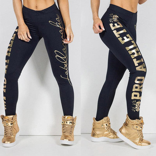 Gold lettered offset sports pants - JWHL FASHION